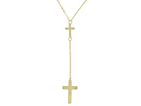 10K Yellow Gold Diamond-Cut Cross Y-Necklace