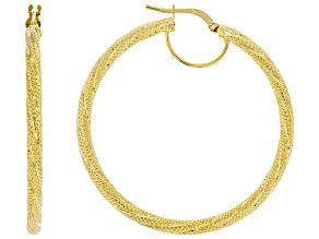 10K Yellow Gold Textured Tube Hoop Earrings