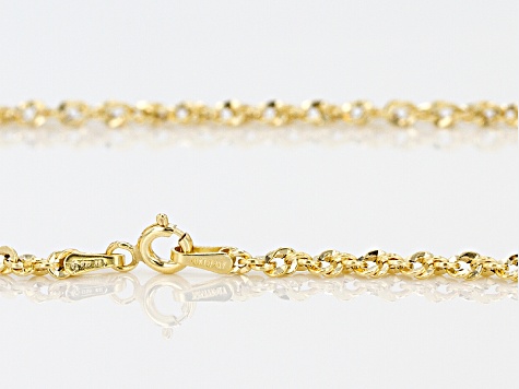 FB Jewels 10K Yellow Gold 1.5mm Diamond Cut Rope 18 Chain