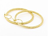 10K Yellow Gold 3x40MM Textured Tube Hoop Earrings