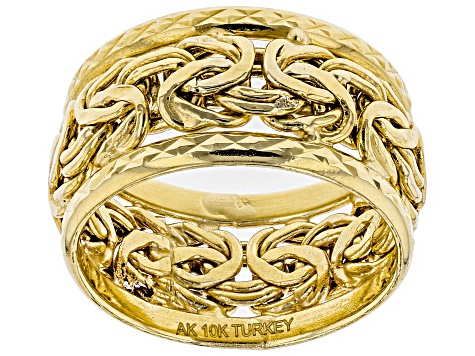 10k Yellow Gold Byzantine Link Band Ring