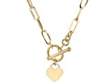 14K Yellow Gold 3.6MM Paperclip Chain With Heart Toggle