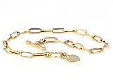 14K Yellow Gold 3.6MM Paperclip Link Bracelet With Heart Toggle