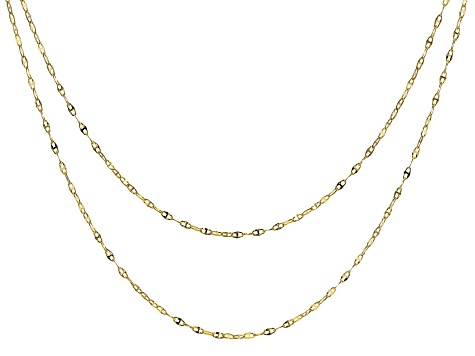10K Yellow Gold Set of 2 1.6MM Puffed Mariner Chains