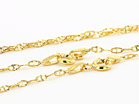 10K Yellow Gold Set of 2 1.6MM Diamond-Cut Mariner Chains