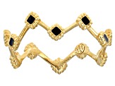 10K Yellow Gold  Black Enamel Crown Band Ring