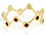 10K Yellow Gold Red Enamel Crown Band Ring