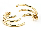 10K Yellow Gold Three-Row Tube J Hoops Earrings