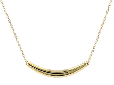 10K Yellow Gold Curve Bar Reversible Adjustable Necklace