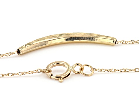 10K Yellow Gold Curve Bar Reversible Adjustable Necklace