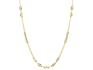 10k Yellow Gold Mirror Cable Station 18 inch Necklace