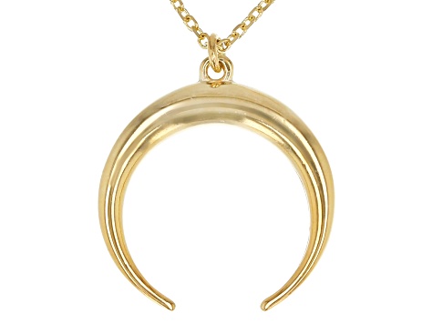 14K Yellow Gold Diamond-Cut Crescent Horn Necklace
