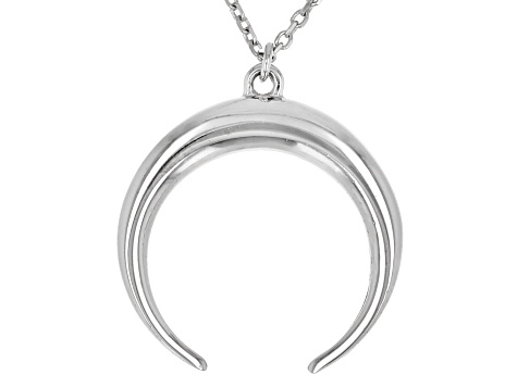 14K White Gold Diamond-Cut Crescent Horn Necklace