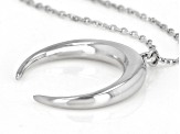14K White Gold Diamond-Cut Crescent Horn Necklace