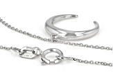 14K White Gold Diamond-Cut Crescent Horn Necklace
