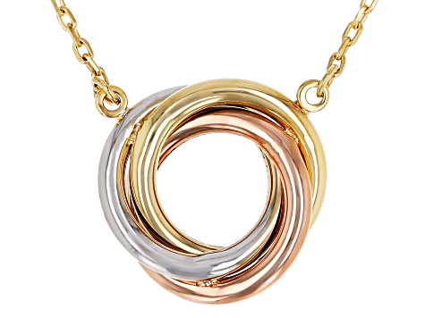 14k Yellow Gold 14k White Gold And 14k Rose Gold Over 14k Yellow Gold Love Knot Necklace Au1145 Jtv Com
