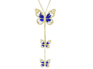 Picture of 10K Yellow Gold Butterfly Enamel Necklace