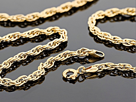 10k Yellow Gold Hollow Rope Chain 