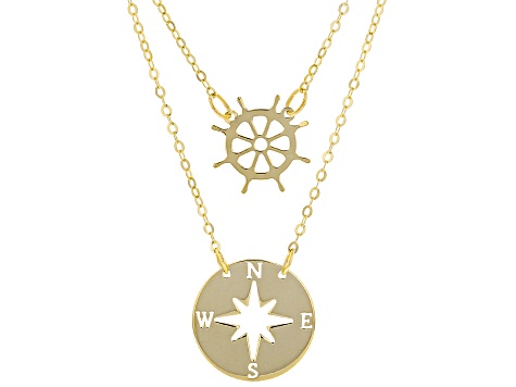 Ceramic+Diamond Compass Necklace in 14K Yellow Gold exclusive at The – The  Shoe Hive