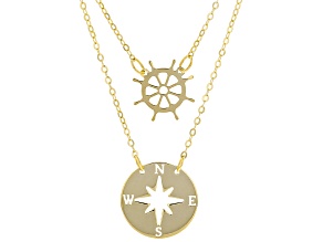 10K Yellow Gold Multi-Row Compass Necklace