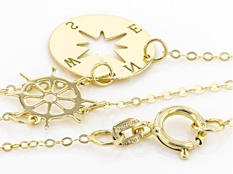 Ocean 14kt Gold Vermeil MOP CZ Compass Necklace – danatyler