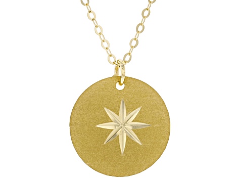 10K Yellow Gold Compass Necklace 