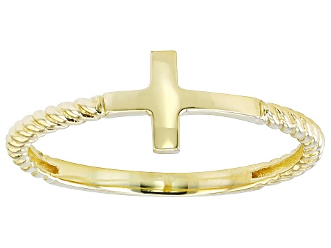 10K Yellow Gold Polished Cross Twisted Ring