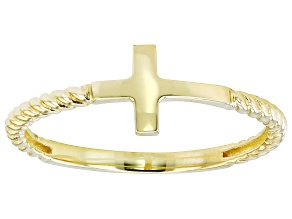 10K Yellow Gold Polished Cross Twisted Ring