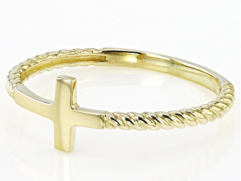 10K Yellow Gold Polished Cross Twisted Ring