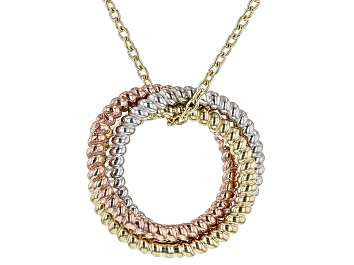 Picture of 10K Tri-Color Twisted Circle Pendant with Chain