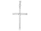 14K White Gold Polished and Diamond Cut Cross with Star in Center Pendant