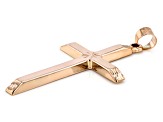 14K Rose Gold Polished and Diamond Cut Cross with Star in Center Pendant