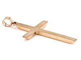 14K Rose Gold Polished and Diamond Cut Cross with Star in Center Pendant