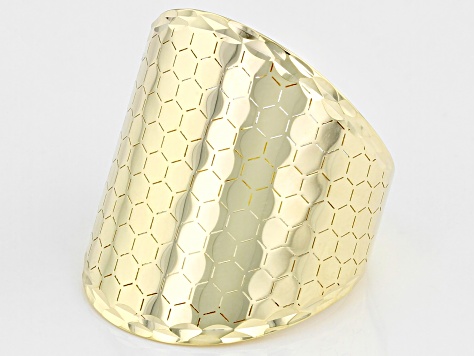 10K Yellow Gold Dome Honeycomb Ring - AU1195