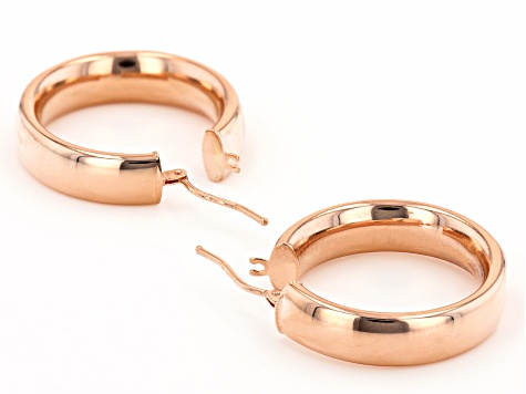 14K Rose Gold 6x25MM Polished Tube Hoop Earrings