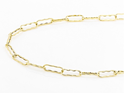 10K Yellow Gold Textured Paperclip Chain