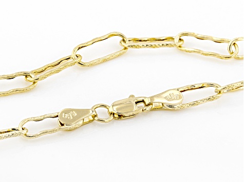 10K Yellow Gold Textured Paperclip Chain