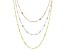 10K Yellow Gold, 10K Rose Gold, and 10K White Gold Multi-Row Mirror Necklace