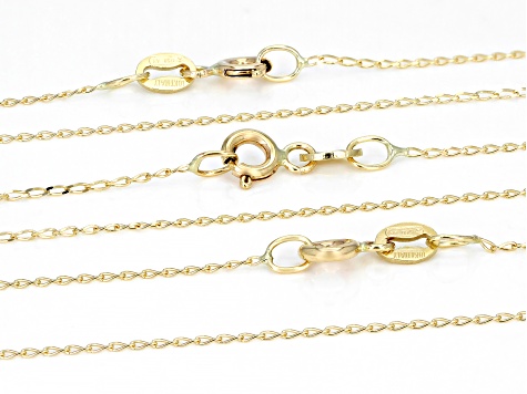 10K Yellow Gold Set of 3  Paperclip 18/20/24 Inch Chains
