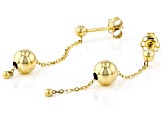 10K Yellow Gold 6MM Bead Drop Earrings