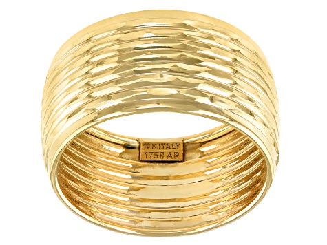 10K Yellow Gold Diamond-Cut Multi-Row Band Ring