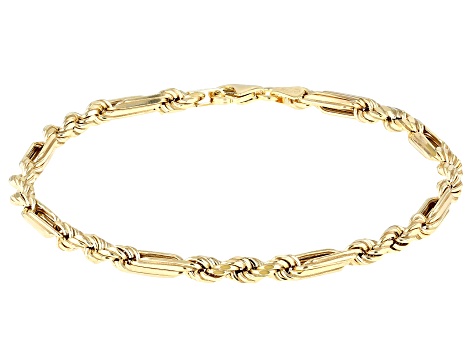 10K Yellow Gold 3.5MM Figaro Rope Link Bracelet