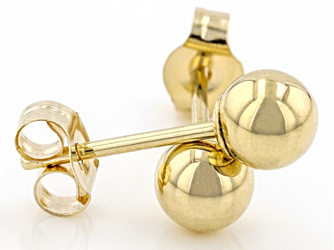 14K Yellow Gold 4MM Polished Ball Stud Earrings