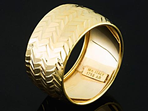 10K Yellow Gold Diamond-Cut 10MM Band Ring - AU1244 | JTV.com