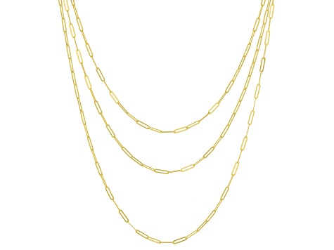 10K Yellow Gold Multi-Strand Paperclip Necklace