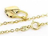 10K Yellow Gold Heart Lock Flat Rolo Necklace