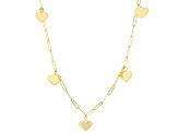 10K Yellow Gold Heart Station Paperclip Necklace