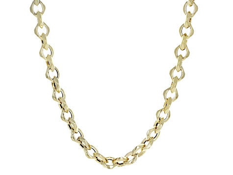 FB Jewels 14K White and Yellow Gold Flat Open Wheat Chain Necklace With Lobster Claw Clasp