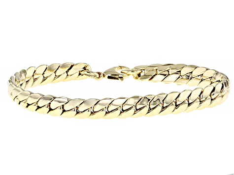 14K Yellow Gold 7.6MM Mirror Curb Link Bracelet