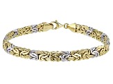 10K Yellow Gold and  10K White Gold 5.8MM Byzantine Link Bracelet